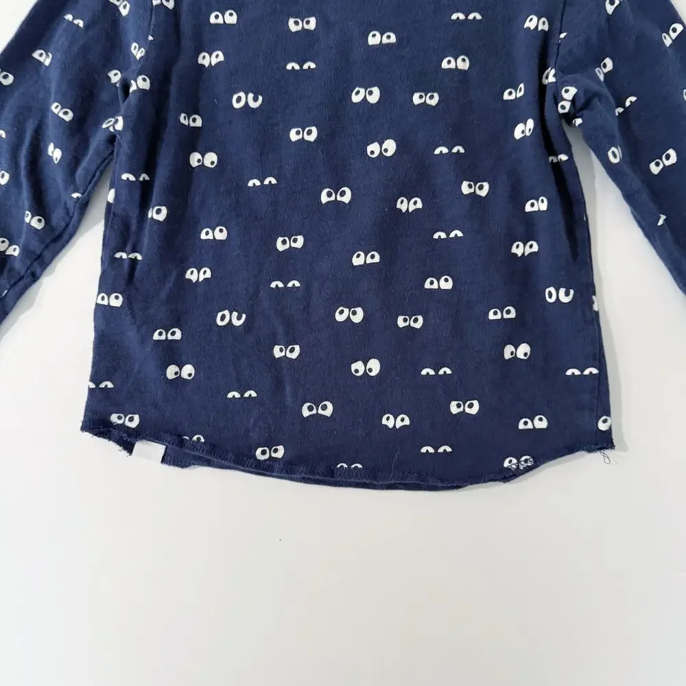 [Baby Gap] Blue Boo! Graphic Halloween Eyes Long Sleeve T-Shirt Size 4 Years